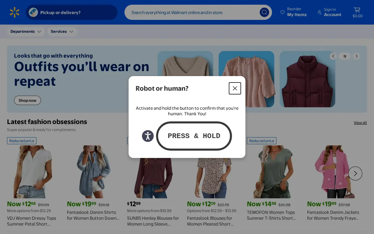 Homepage of Walmart at walmart.com