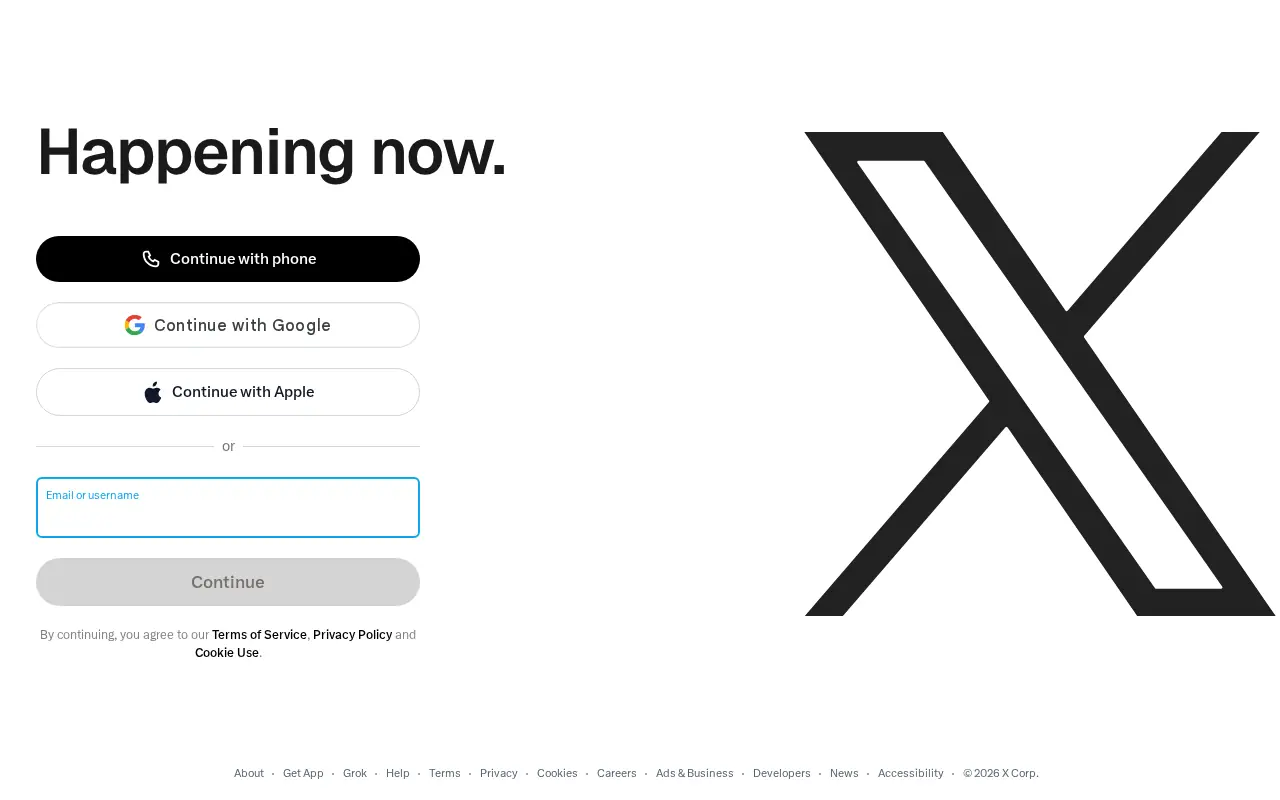 Homepage of X / Twitter at twitter.com