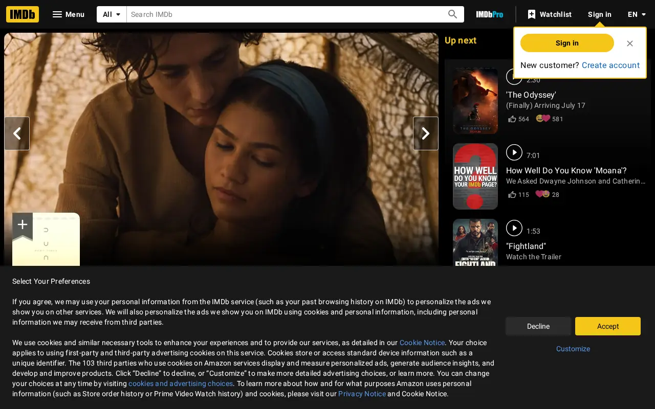 Homepage of IMDb at imdb.com