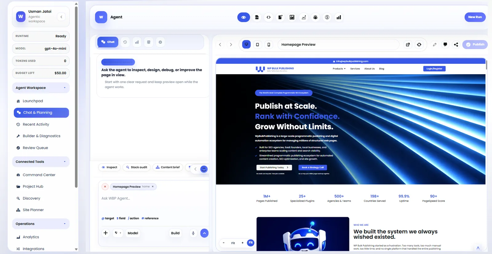 The always-on SEO agent monitoring rankings, indexation, and content gaps in real time.